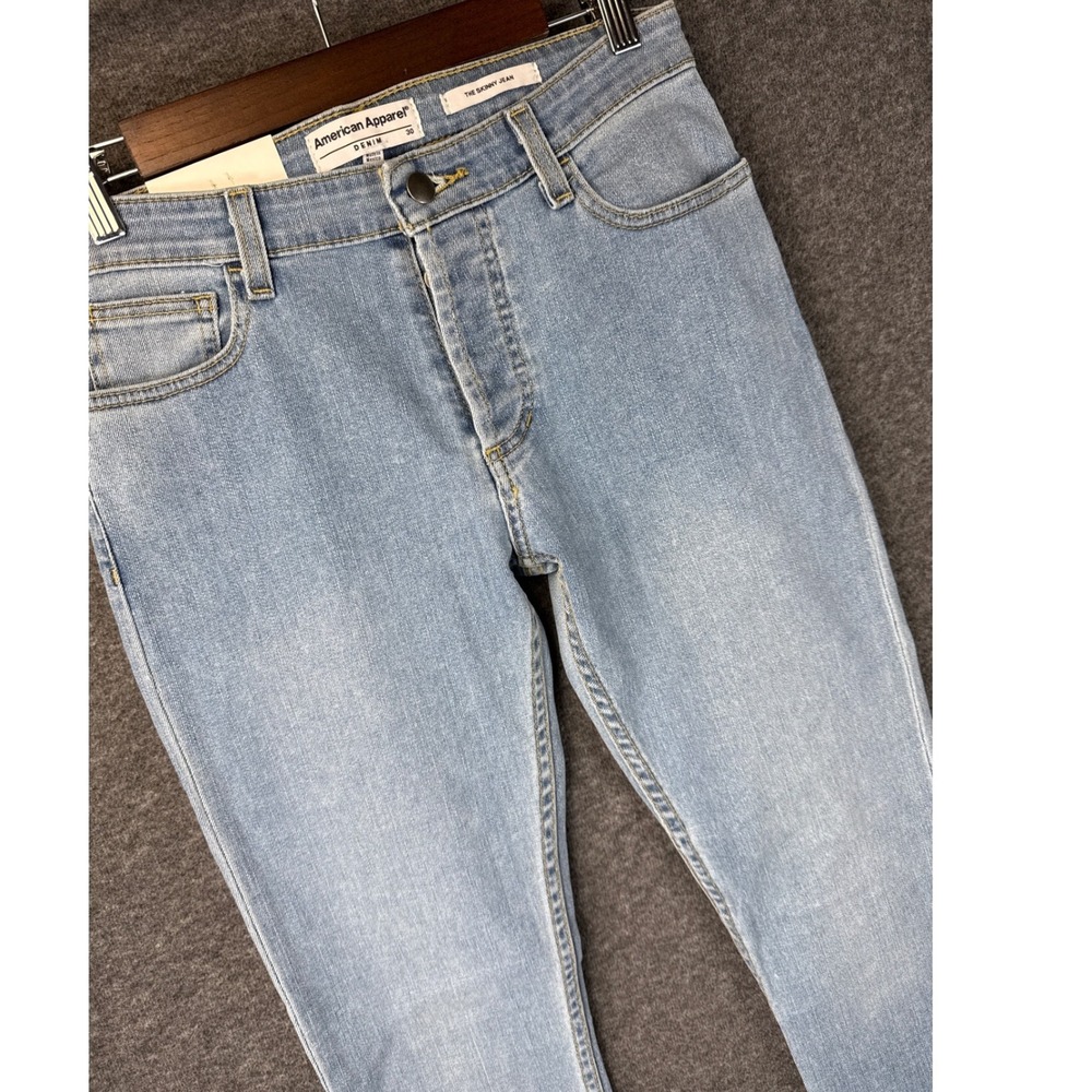 NWT American Apparel The Skinny Jean Light Wash High Rise Blue Denim Women 30x31